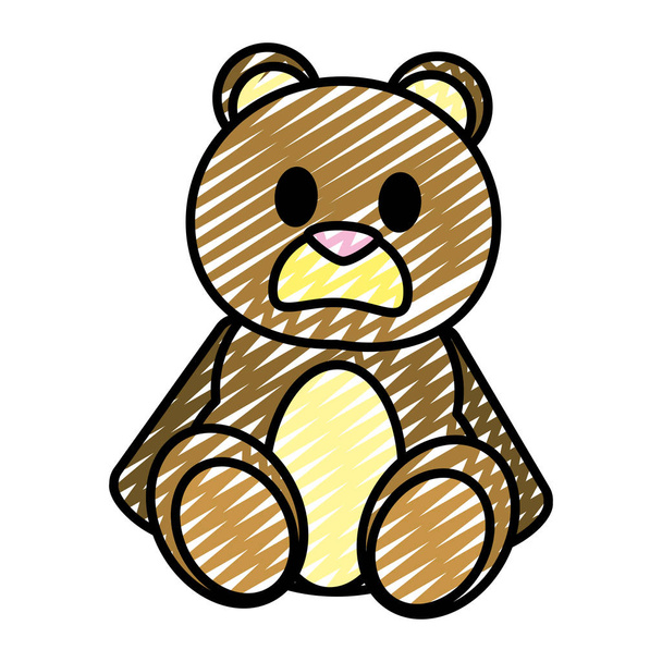 Doodle bear teddy leuk speelgoed jeugd vectorillustratie - Vector, afbeelding