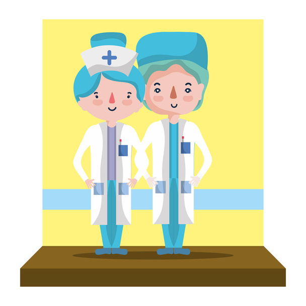 infirmière assistante et médecin professionnel avec illustration vectorielle uniforme
 - Vecteur, image