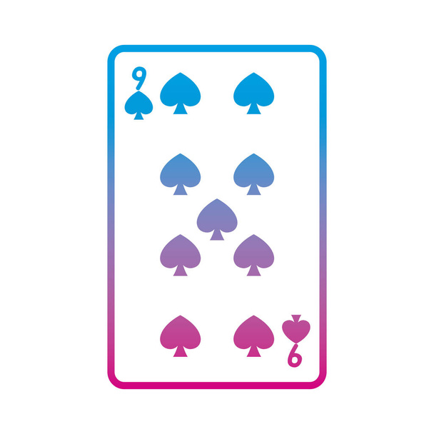 aangetaste lijn negen pikes casino kaart spel vectorillustratie - Vector, afbeelding