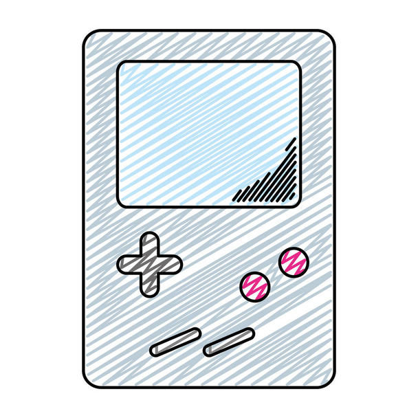 Doodle elektronische tetris draagbare spelcomputer vectorillustratie - Vector, afbeelding