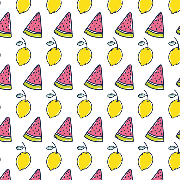 köstliche Wassermelone und Zitronenfrucht Hintergrund Vektor Illustration - Vektor, Bild