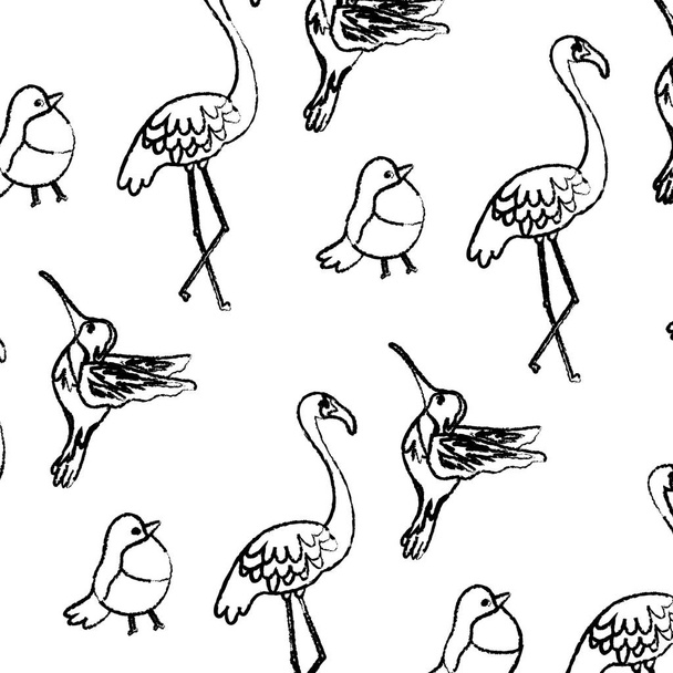 grunge tropical nice birds animals background vector illustration - Vettoriali, immagini