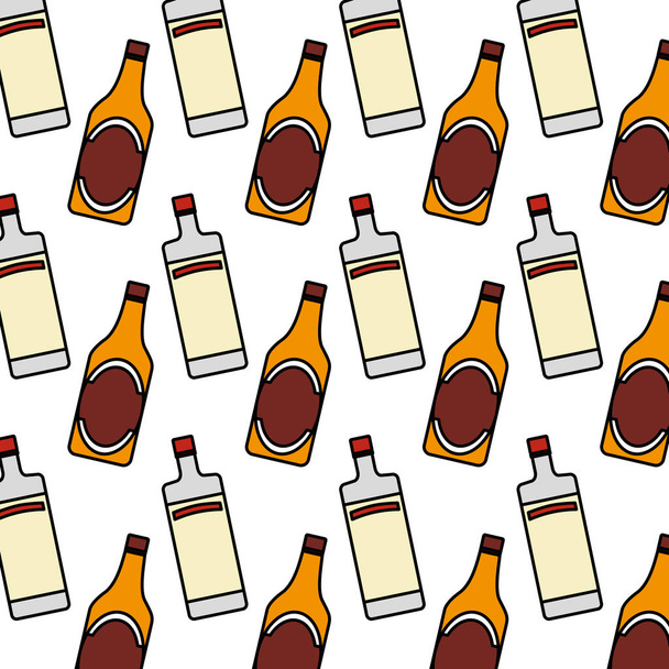 barevné vodky a pivní láhev likéru pozadí vektorové ilustrace - Vektor, obrázek