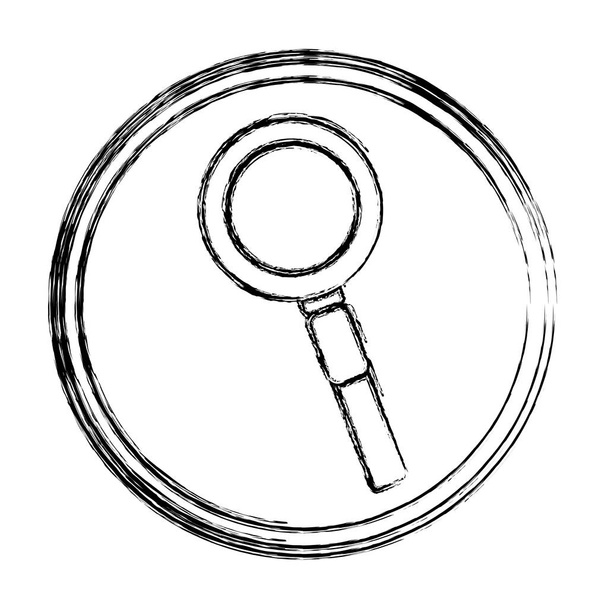 гранжевий збільшуючий скляний інструмент пошук емблеми Векторні ілюстрації
 - Вектор, зображення