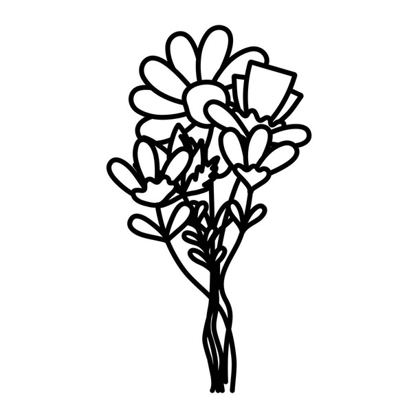 γραμμή εξωτική ομορφιά λουλούδια φυτά στυλ εικονογράφηση διάνυσμα - Διάνυσμα, εικόνα
