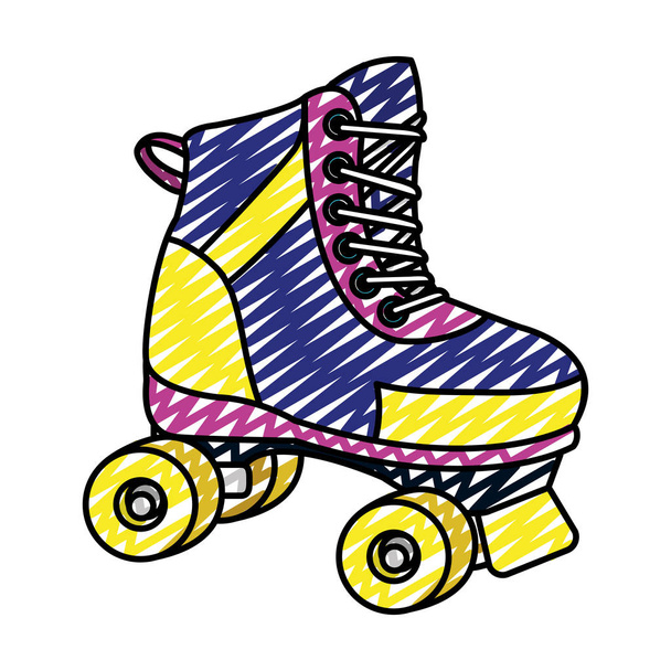 doodle roller skate fun art style vector illustration - Vector, Image