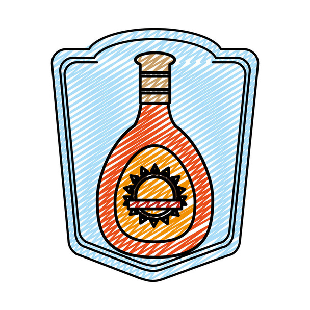 Векторная иллюстрация векторной эмблемы напитка из бутылки виски с каракулями
 - Вектор,изображение