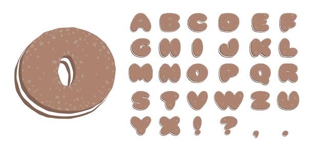 μπισκότο γραμματοσειρά με σουφλέ, γράμματα της αλφαβήτου, λευκά έως καστανά, εικονογράφηση διάνυσμα Eps 10 - Διάνυσμα, εικόνα