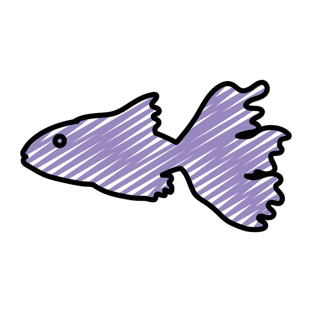 Doodle tropické baletka ryb příroda zvířat vektorové ilustrace - Vektor, obrázek