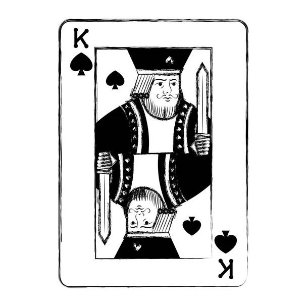 grunge król pik kasyno karty gry wektor ilustracja - Wektor, obraz