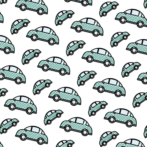 doodle car transportation style vehicle background vector illustration - Vector, Image