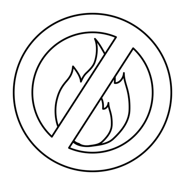 Linie heißes Feuer Kreis verboten Alarmzeichen Vektor Illustration - Vektor, Bild