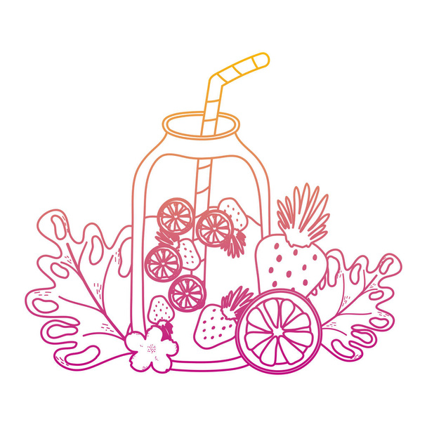 línea degradada bebida fresca smoothie con plantas exóticas vector ilustración
 - Vector, imagen