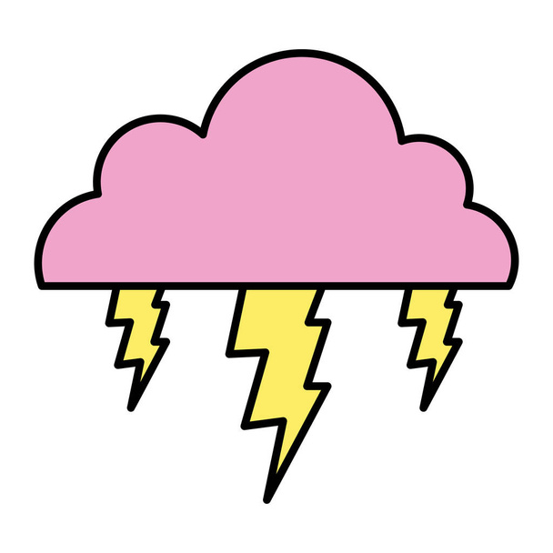 χρώμα σύννεφο με κεραυνούς ηλεκτρική καταιγίδα καιρός διανυσματικά εικονογράφηση - Διάνυσμα, εικόνα
