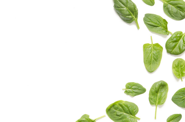 Listy špenátu. Čerstvý zelený špenát izolovaných na bílém pozadí - Fotografie, Obrázek