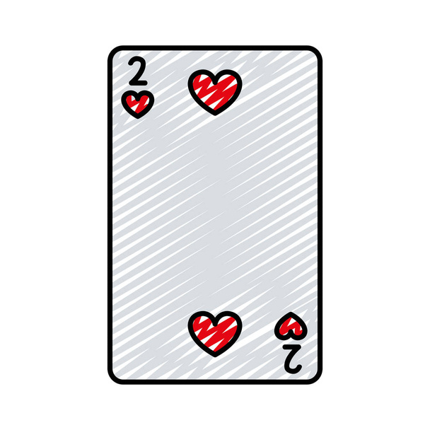 Doodle δύο καρδιές καζίνο κάρτες παιχνιδιού διανυσματικά εικονογράφηση - Διάνυσμα, εικόνα