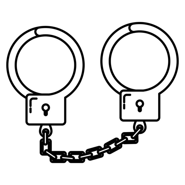 ラインの金属手錠オブジェクトの逮捕と正義のベクトル図 - ベクター画像