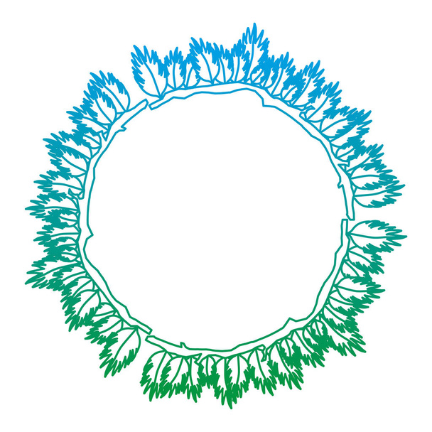 degraded line circle natural exotic leaves style vector illustration - Vector, Image