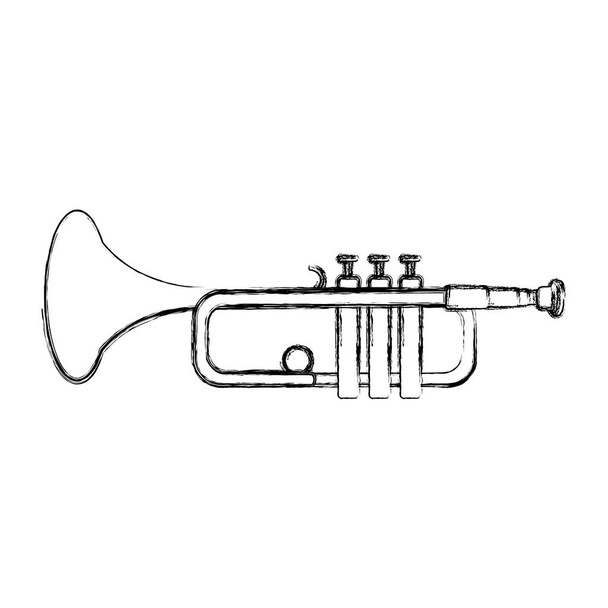 grunge zene trombita eszköz művészi dallam vektoros illusztráció - Vektor, kép