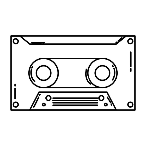 line cassette retro audio tape stereo vector illustration - Vector, Image
