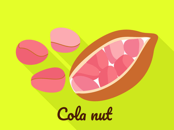 Cola nut icon, flat style - Vektor, Bild