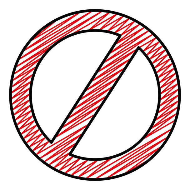 doodle circle forbidden warning alert sign vector illustration - Vector, Image