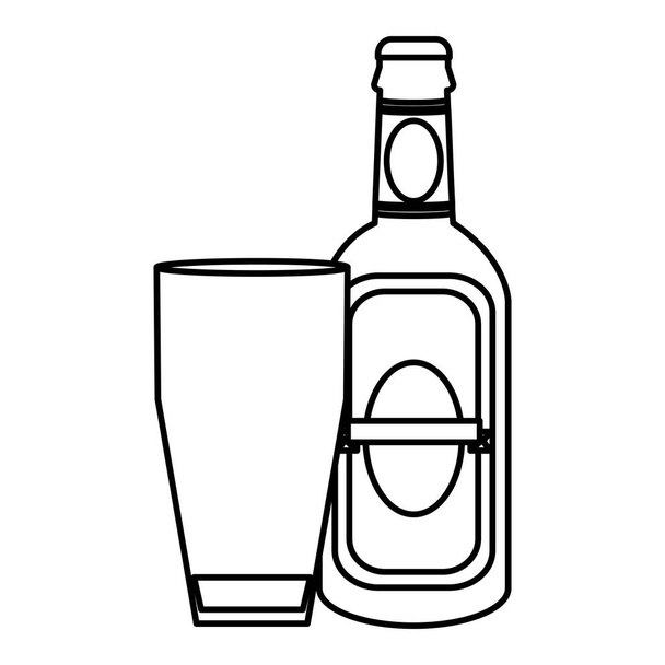 Linia wódki alkohol butelka napoju z szkło wektor ilustracja - Wektor, obraz