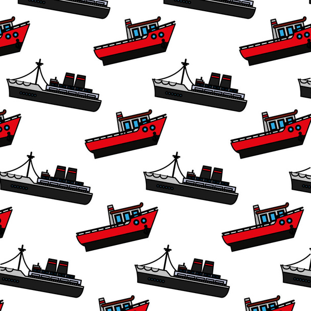 color ship transport sea vehicle background vector illustration - Vektor, Bild