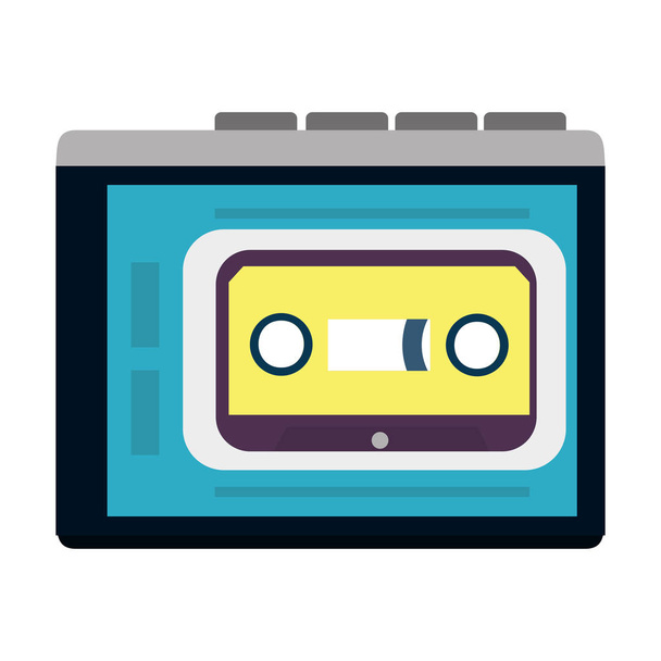 plastic cassette tape retro stereo vector illustration - Вектор,изображение