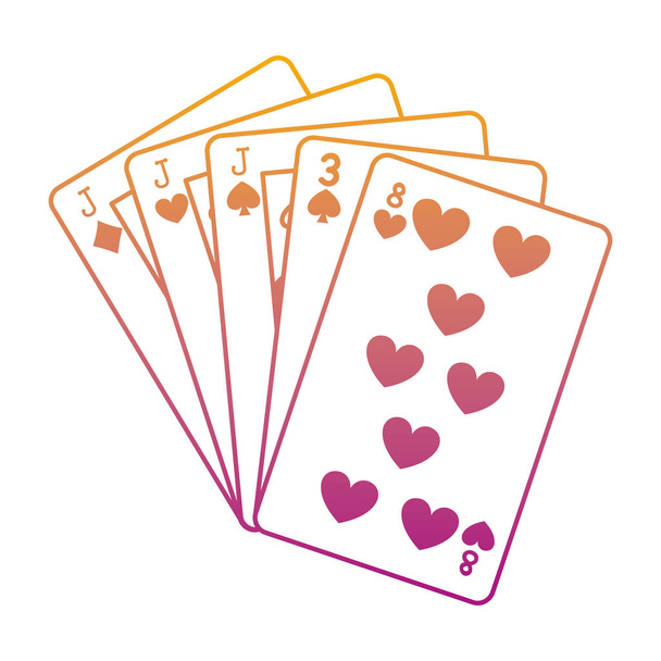 degraded line three of a kind casino card game vector illustration - Vector, Image