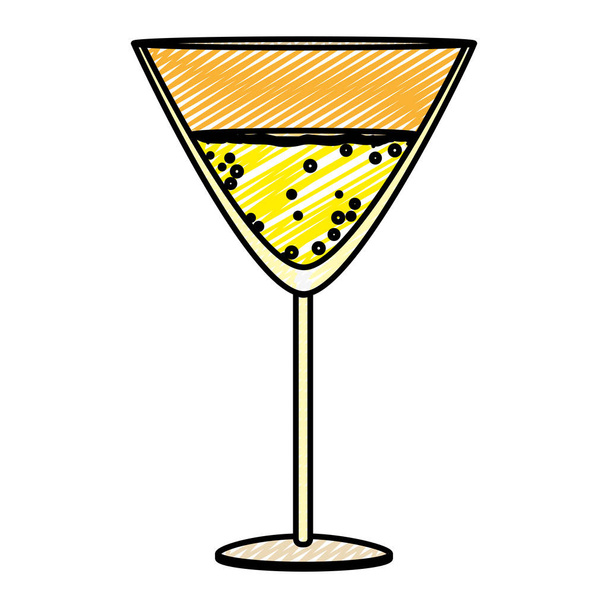 Doodle alkohol szampan szkło alkoholu napój ilustracja wektorowa - Wektor, obraz