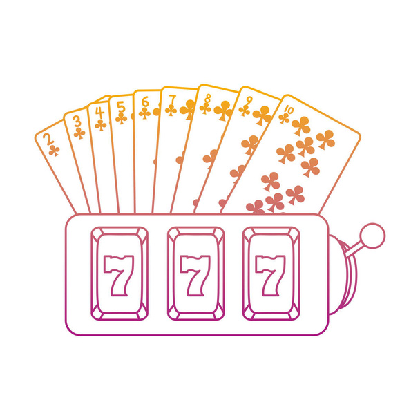 herabgestufte Linien-Clubs-Karten und Casino-Spielautomaten-Vektor-Illustration - Vektor, Bild