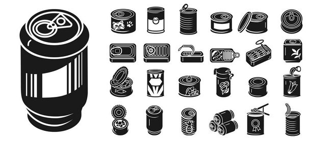 Tin can icons set, simple style - Вектор,изображение
