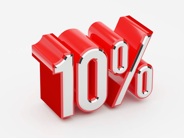 10%, 10 percent glossy red thick symbol - Foto, afbeelding