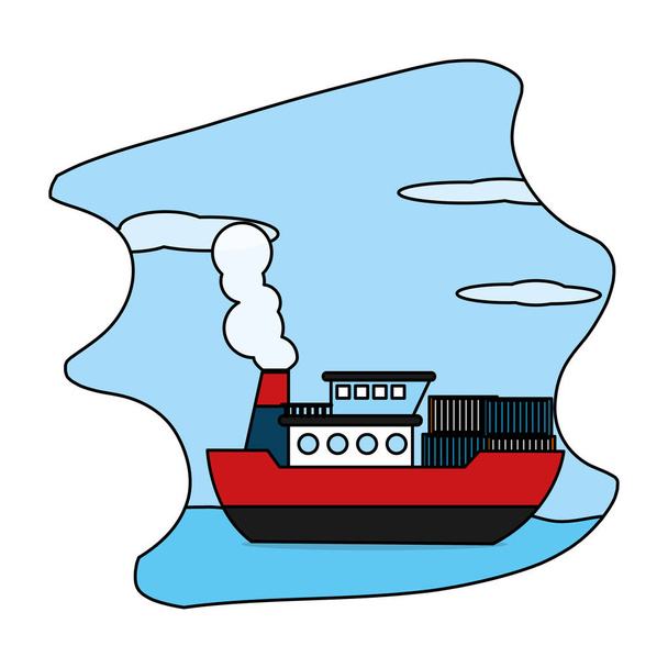 Farbe Schiff Seetransport mit Liefercontainern Vektor Illustration - Vektor, Bild