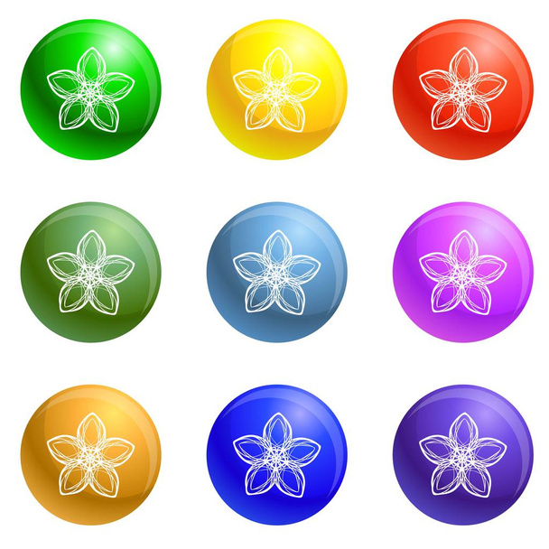 Exotic flower icons set vector - Vector, Image