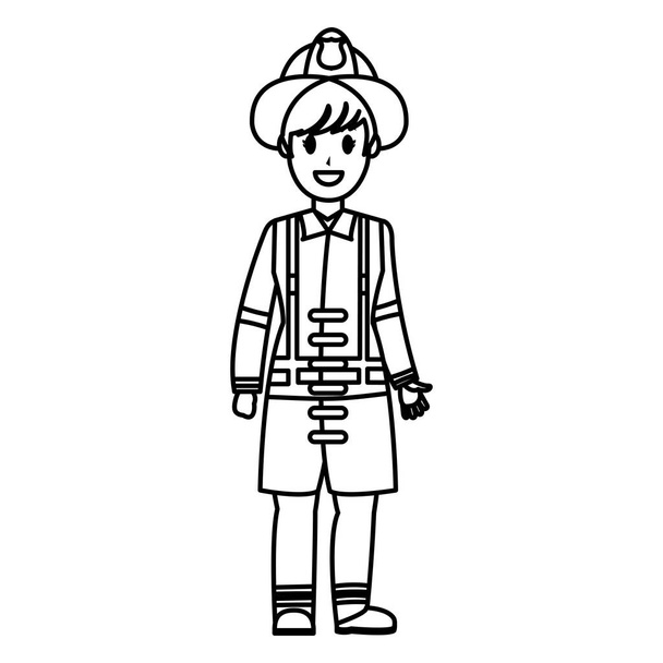 pompier de ligne avec équipement uniforme et illustration vectorielle de protection d'urgence
 - Vecteur, image