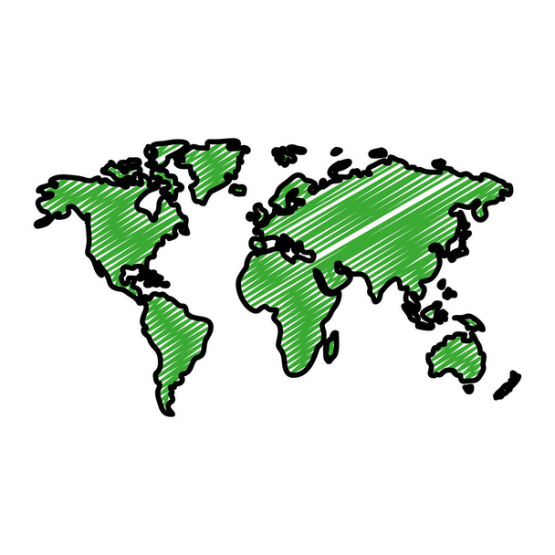 doodle mapa global continente mundo geografia vetor ilustração
 - Vetor, Imagem