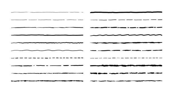 Hand drawn doodle lines. Vintage underline border elements, cartoon frame set, pencil grunge decoration. Pen stroke sketch - Vector, Image