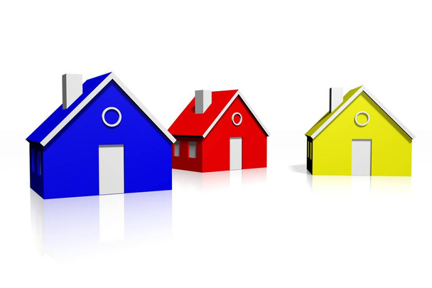 3D houses shapes - buy/ sale/ rent concept - Фото, изображение