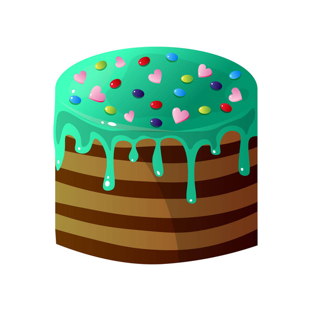 Delicious Cake with Candy Sprinkles, Sweet Tasty Dessert Vector Illustration - Vector, Imagen