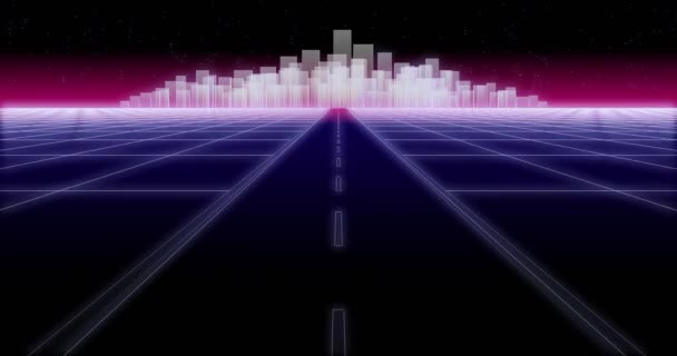 night city road 80 Retro Background Loop 3d render - Footage, Video