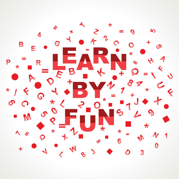 Learn By Fun word with in alphabets - Vektori, kuva