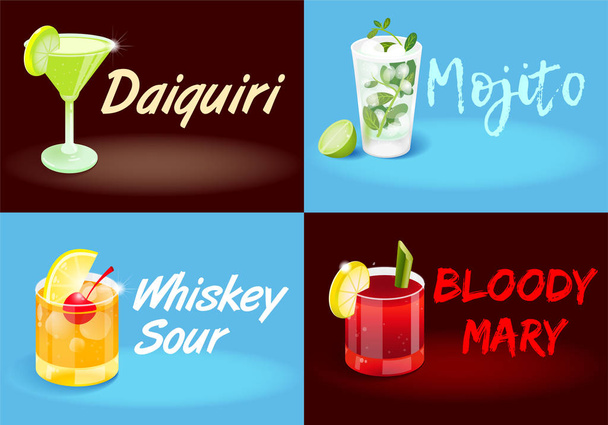 Cocktail set posters  - Vector, Image