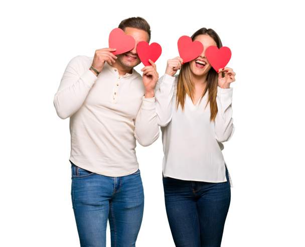 Couple in valentine day holding a heart symbol - Photo, Image