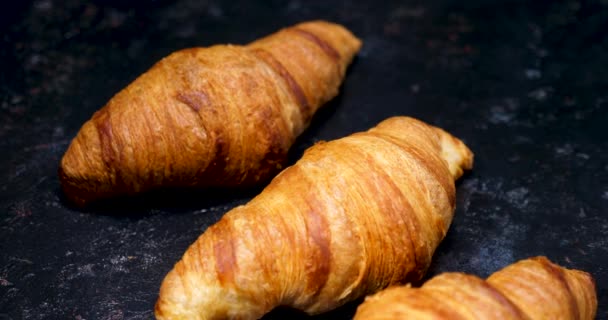 Revealing shot of croissants in row - Footage, Video