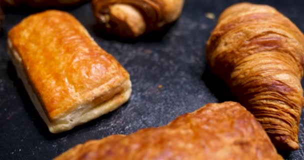 Puff pastry, croissants and chocolate filled dough - Footage, Video