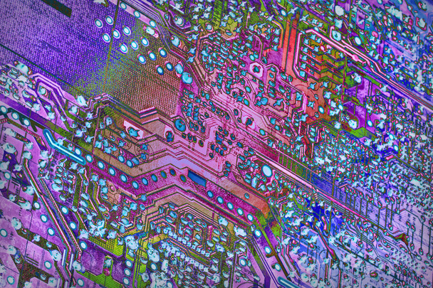 Circuit Board Rear View Multicolored Background - Photo, Image