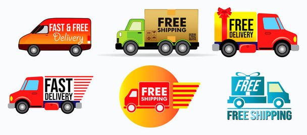 het aantal voertuig gratis verzending of gratis levering in e-commerce bedrijf. gemakkelijk aan te passen - Vector, afbeelding
