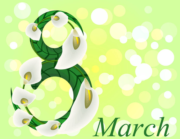 March 8  greeting card - Vector, Imagen